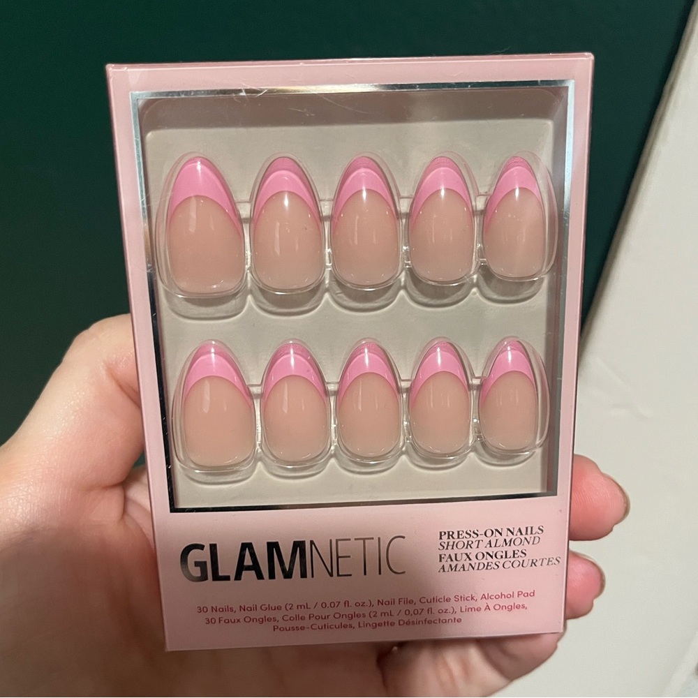 Glamnetic Pink Macaron short almond press on nails